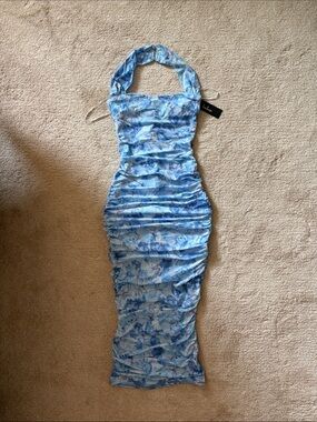 Lulus Janessa Light Blue Floral Mesh Bodycon Midi